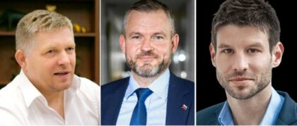 Zľava Robert Fico, Peter Pellegrini a Michal Šimečka