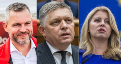 Zľava Peter Pellegrini, Robert Fico a Zuzana Čaputová