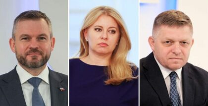 Zľava Peter Pellegrini, Zuzana Čaputová a Robert Fico