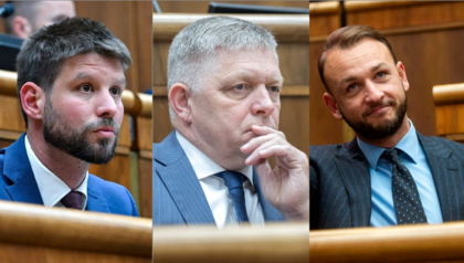 Zľava Michal Šimečka, Robert Fico a Matúš Šutaj Eštok