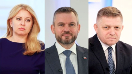 Zľava Zuzana Čaputová, Peter Pellegrini a Robert Fico