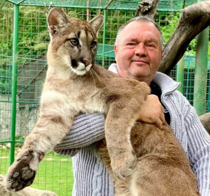 Majiteľ kontaktnej zoo so šelmou